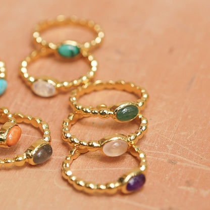 Healing Stone Bobble Ring 18ct Gold Plate