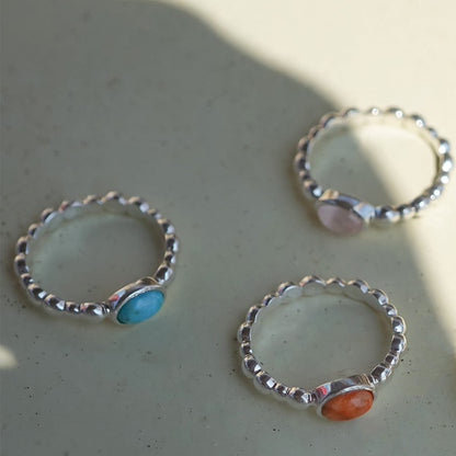 Healing Stone Bobble Ring Sterling Silver