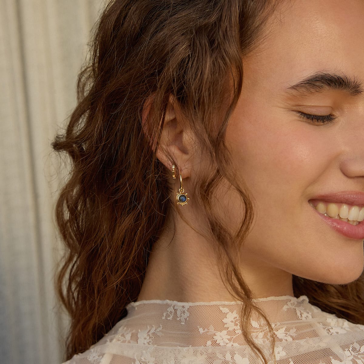 Healing Stone Charm Earrings 18ct Gold Plate