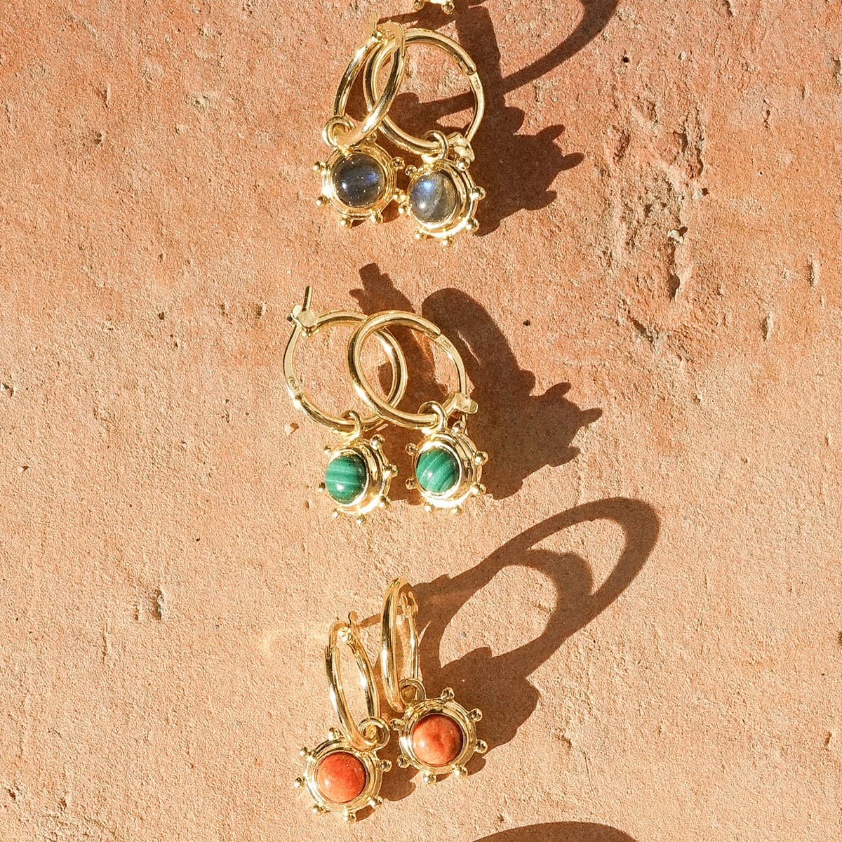 Healing Stone Charm Earrings 18ct Gold Plate