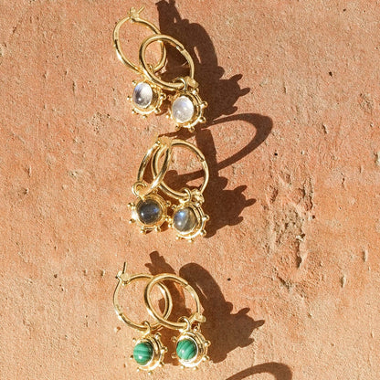 Healing Stone Charm Earrings 18ct Gold Plate