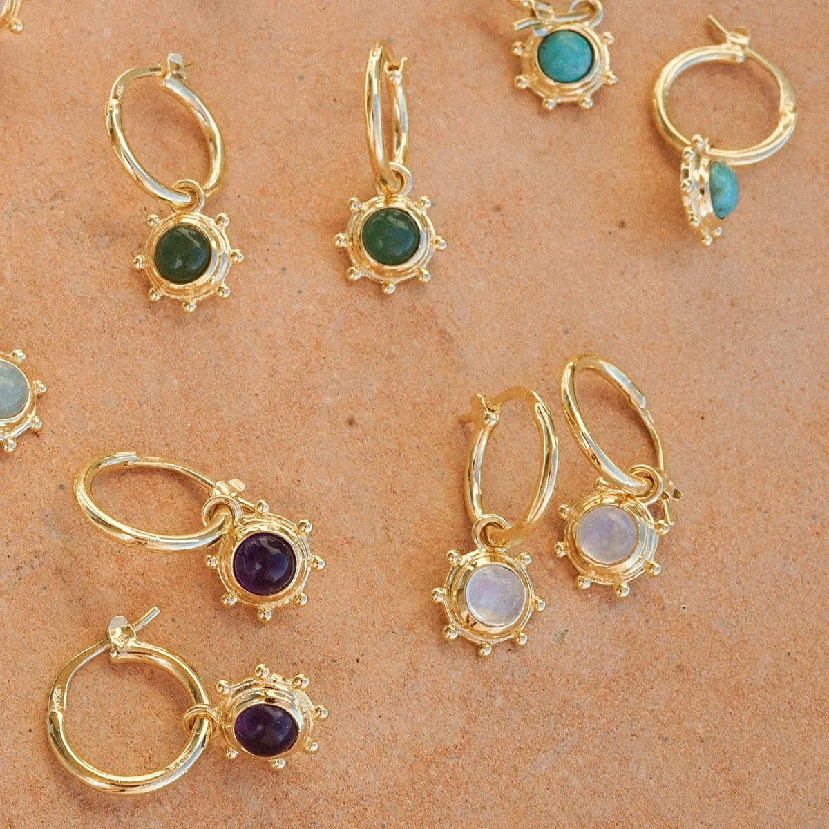 Healing Stone Charm Earrings 18ct Gold Plate