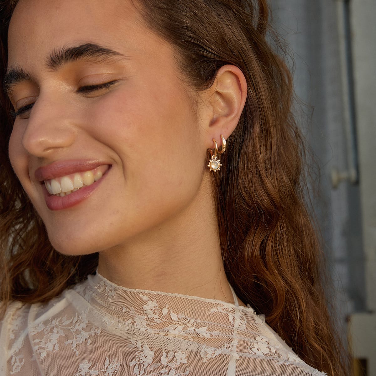 Healing Stone Charm Earrings 18ct Gold Plate