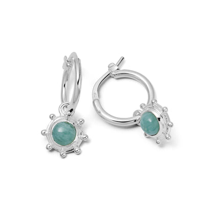 Amazonite Healing Stone Charm Earrings Sterling Silver