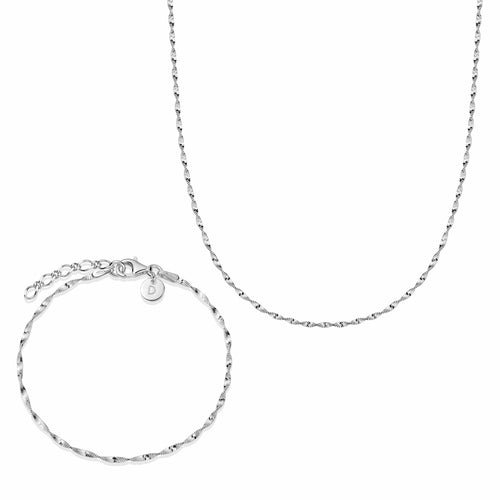 Helix Twisted Chain Layering Set Sterling Silver