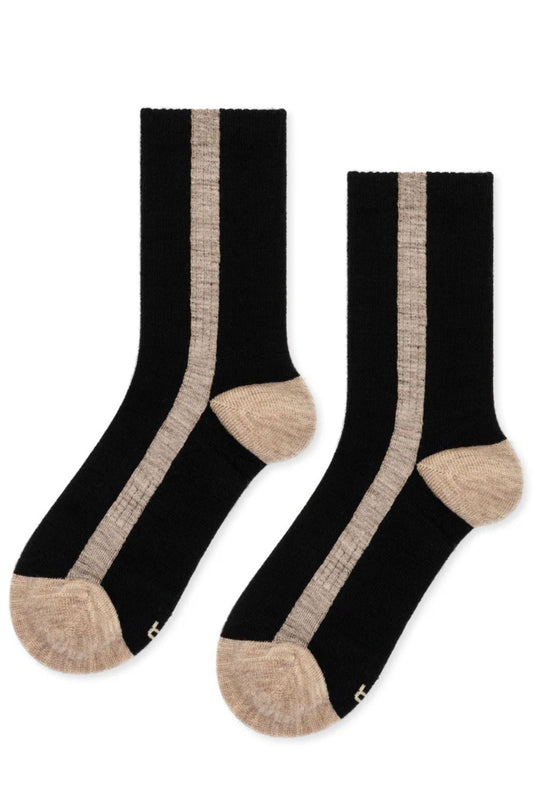 TUXEDO STRIPE ALTHLETIC WOOL CREW SOCK BY HANSEL FROM BASEL