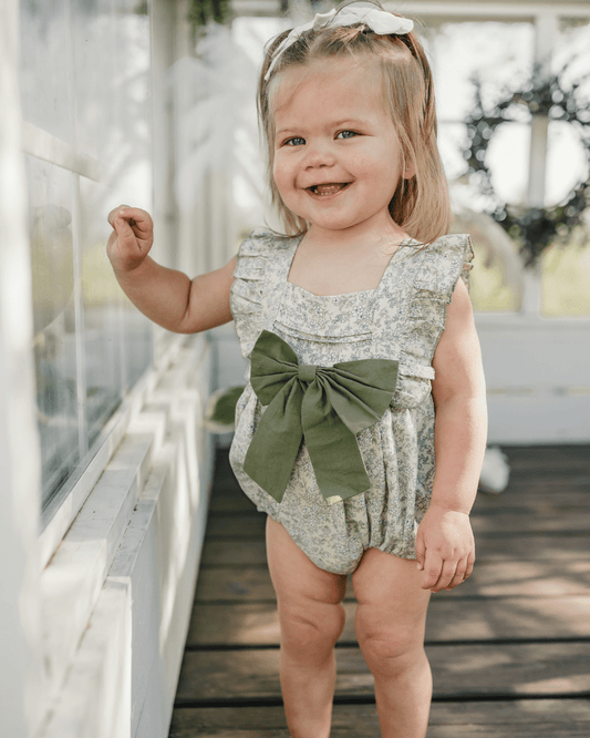 Indie Bow Front Bubble Romper - Bleu de Provence