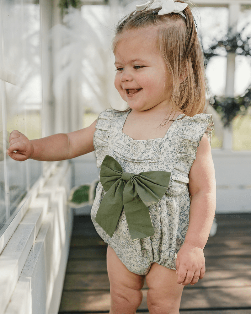 Indie Bow Front Bubble Romper - Bleu de Provence