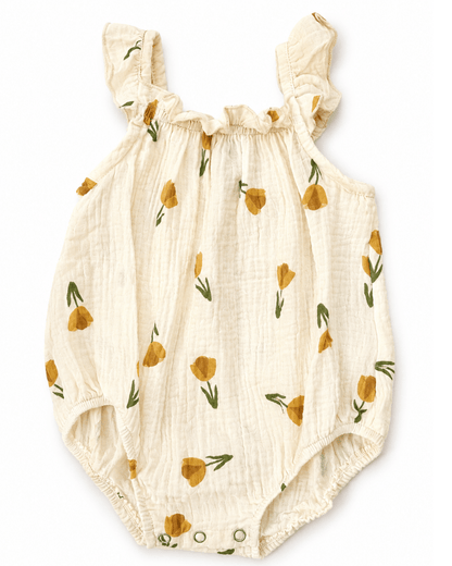 Ivy Flutter Sleeve Bubble Romper - Buttercup Bloom