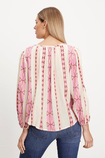 NANNI JACQUARD V-NECK BLOUSE