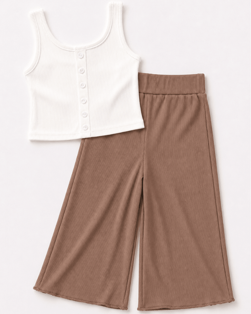 Josie Button Front Ribbed Tank - Crisp White