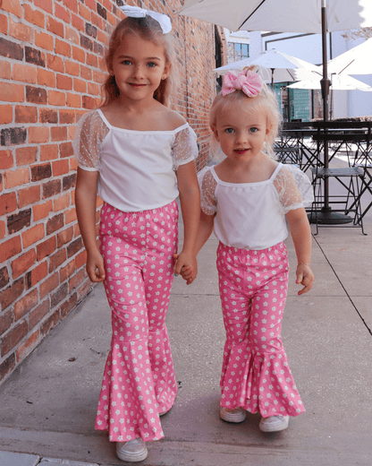 Keely Exaggerated Bell Bottoms - Daisy Pop