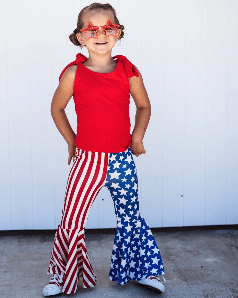 Keely Exaggerated Bell Bottoms - Patriotic Stars & Stripes