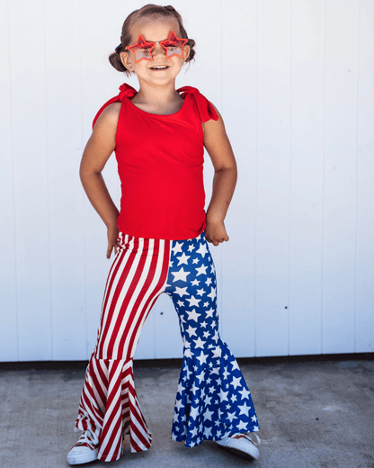 Keely Exaggerated Bell Bottoms - Patriotic Stars & Stripes