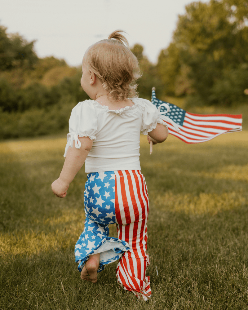 Keely Exaggerated Bell Bottoms - Patriotic Stars & Stripes