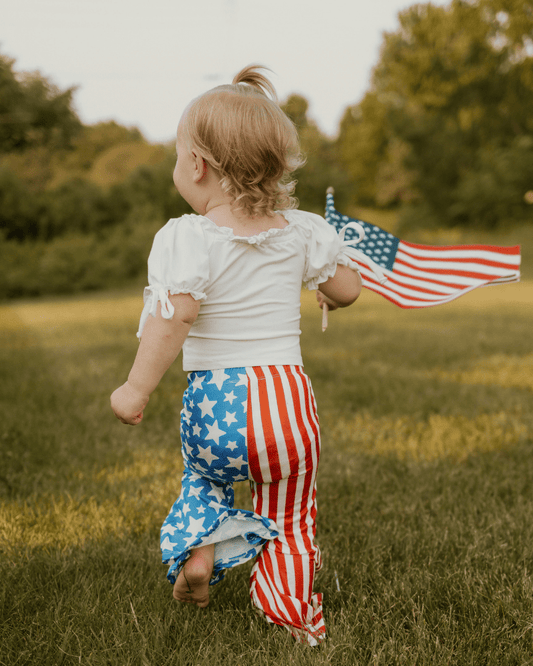 Keely Exaggerated Bell Bottoms - Patriotic Stars & Stripes