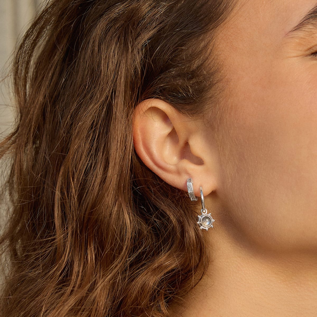 Labradorite Healing Stone Charm Earrings Sterling Silver