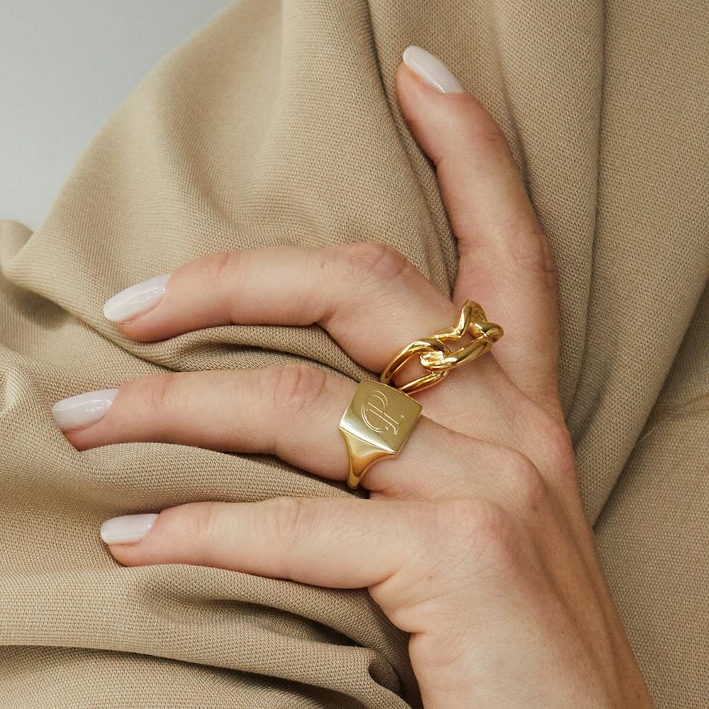 Polly Large Knot Chain Ring 18ct Gold Plate