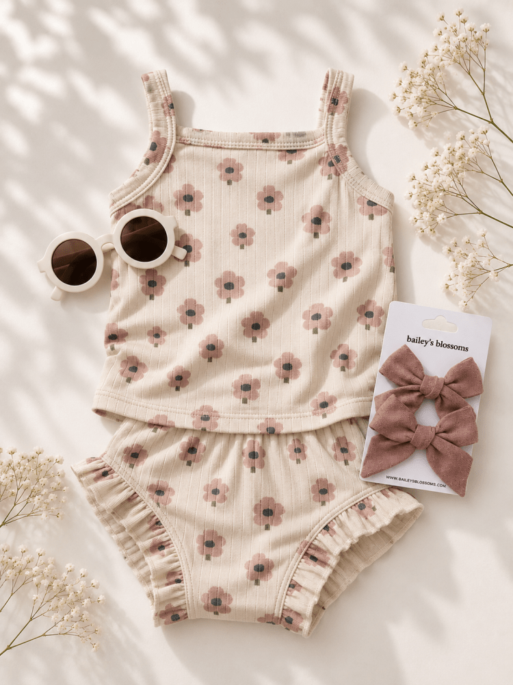 Luna Top & Bloomer Set - Blush Daisy
