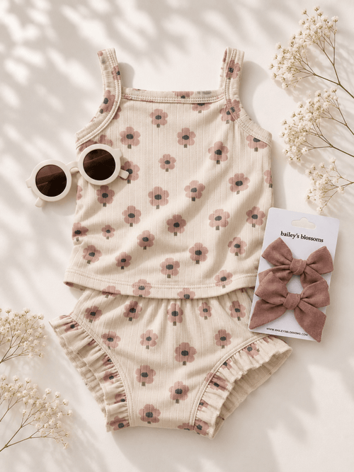 Luna Top & Bloomer Set - Blush Daisy