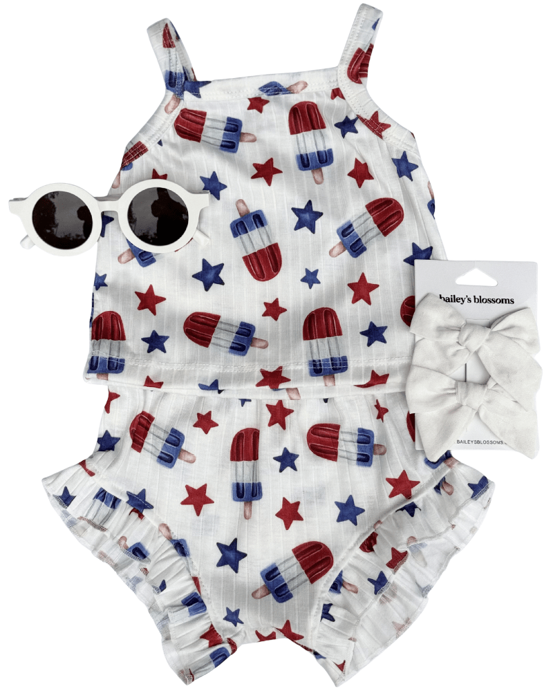 Luna Top & Bloomer Set - Patriotic Popsicles