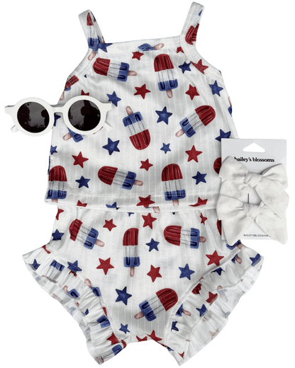 Luna Top & Bloomer Set - Patriotic Popsicles