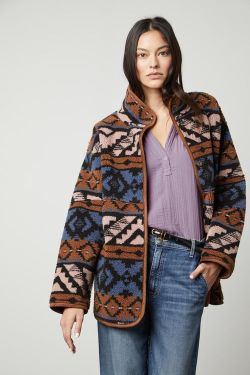LAILA PRINTED SHERPA REVERSIBLE JACKET