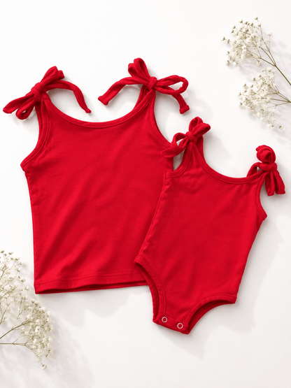 Madden Tie-Shoulder Tank Top & Leotard - Red