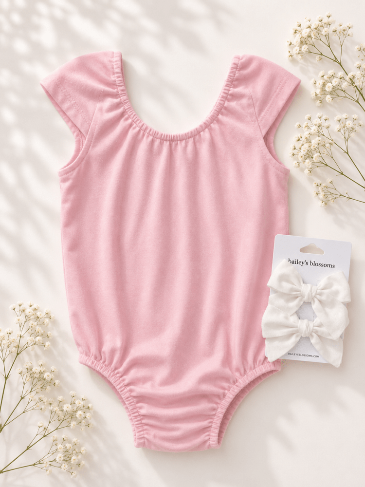 Maggie Cap Sleeve Leotard - Pink Petal