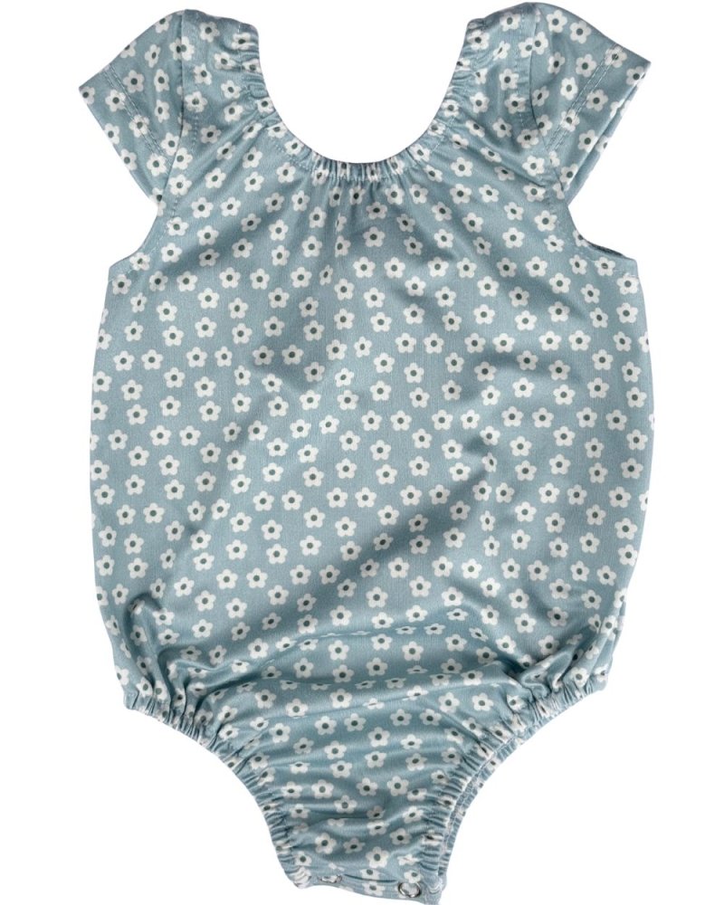 Maggie Cap Sleeve Leotard - Sky Petals