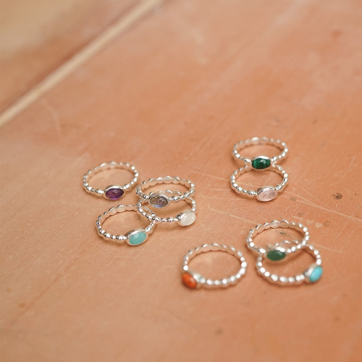 Malachite Healing Stone Bobble Ring Sterling Silver