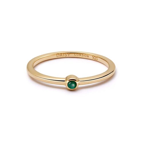 Malachite Healing Stone Ring 18ct Gold Plate