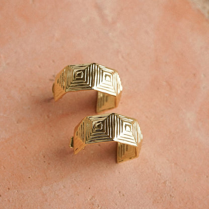 Maxi Strata Hoop Earrings 18ct Gold Plate