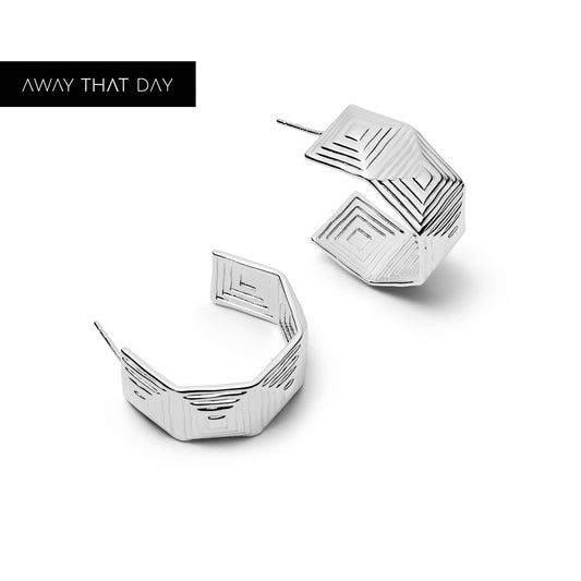 Maxi Strata Hoop Earrings Silver Plate