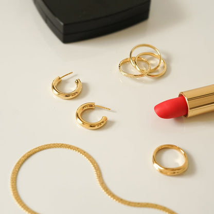 Mini Bold Hoop Earrings 18ct Gold Plate