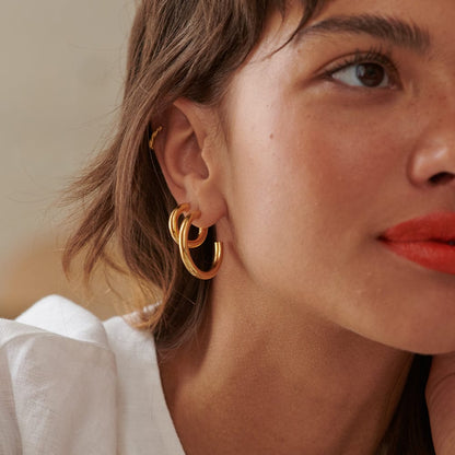Mini Bold Hoop Earrings 18ct Gold Plate