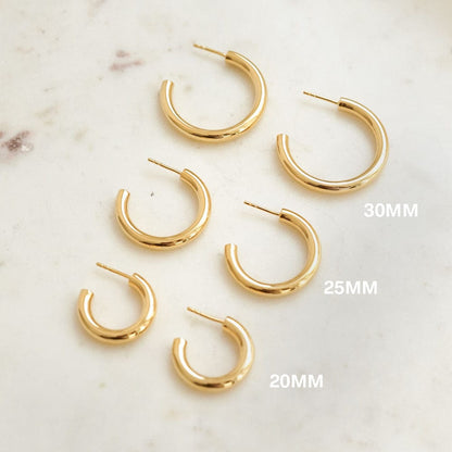 Mini Bold Hoop Earrings 18ct Gold Plate