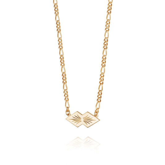 Mini Engraved Leaf Necklace 18ct Gold Plate