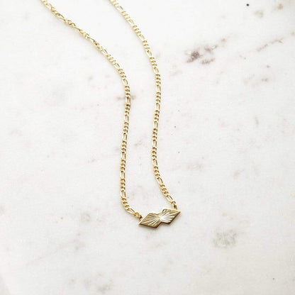 Mini Engraved Leaf Necklace 18ct Gold Plate