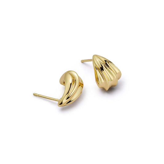 Wave Stud Earrings 18ct Gold Plate