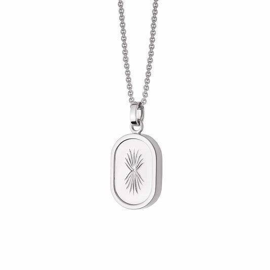 Palm Engraved Oval Locket Sterling Silver