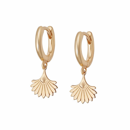 Palm Fan Drop Earrings 18ct Gold Plate