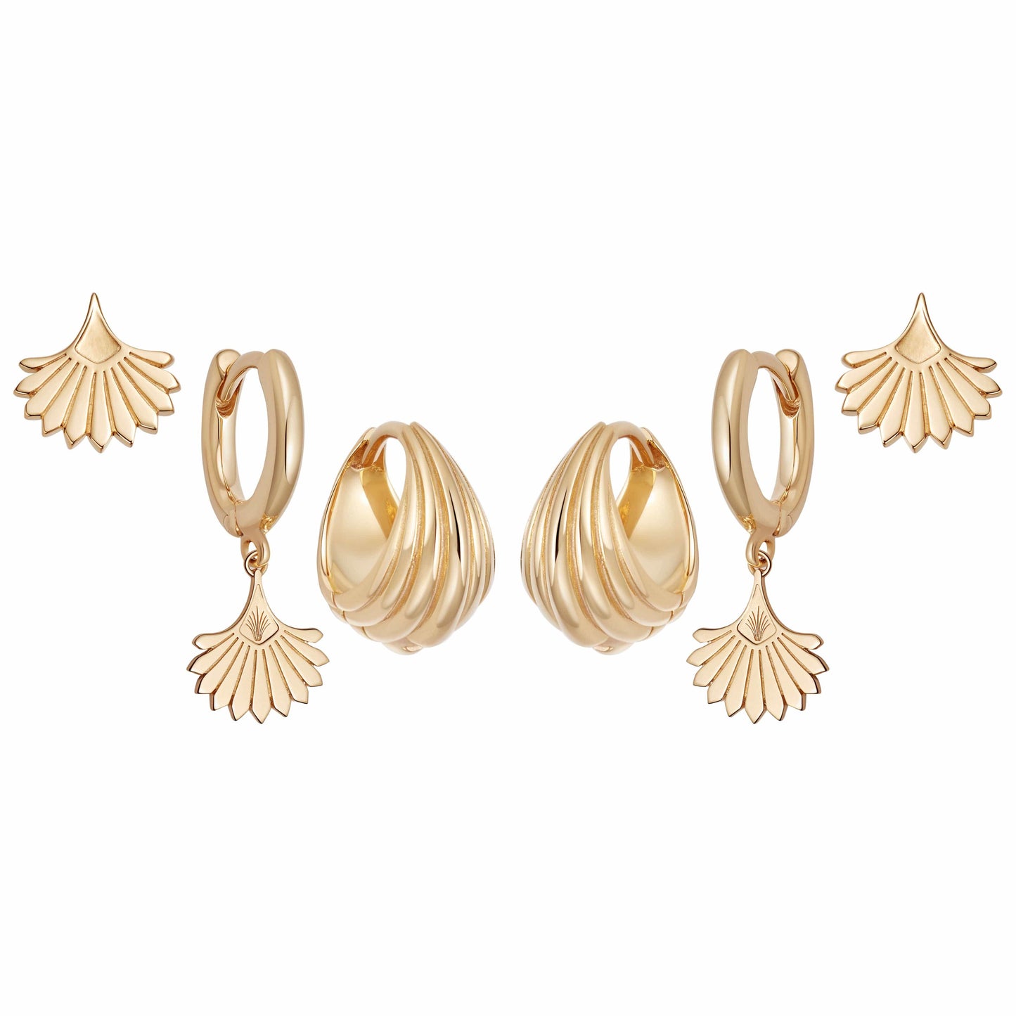 Palm Fan Earring Layering Set