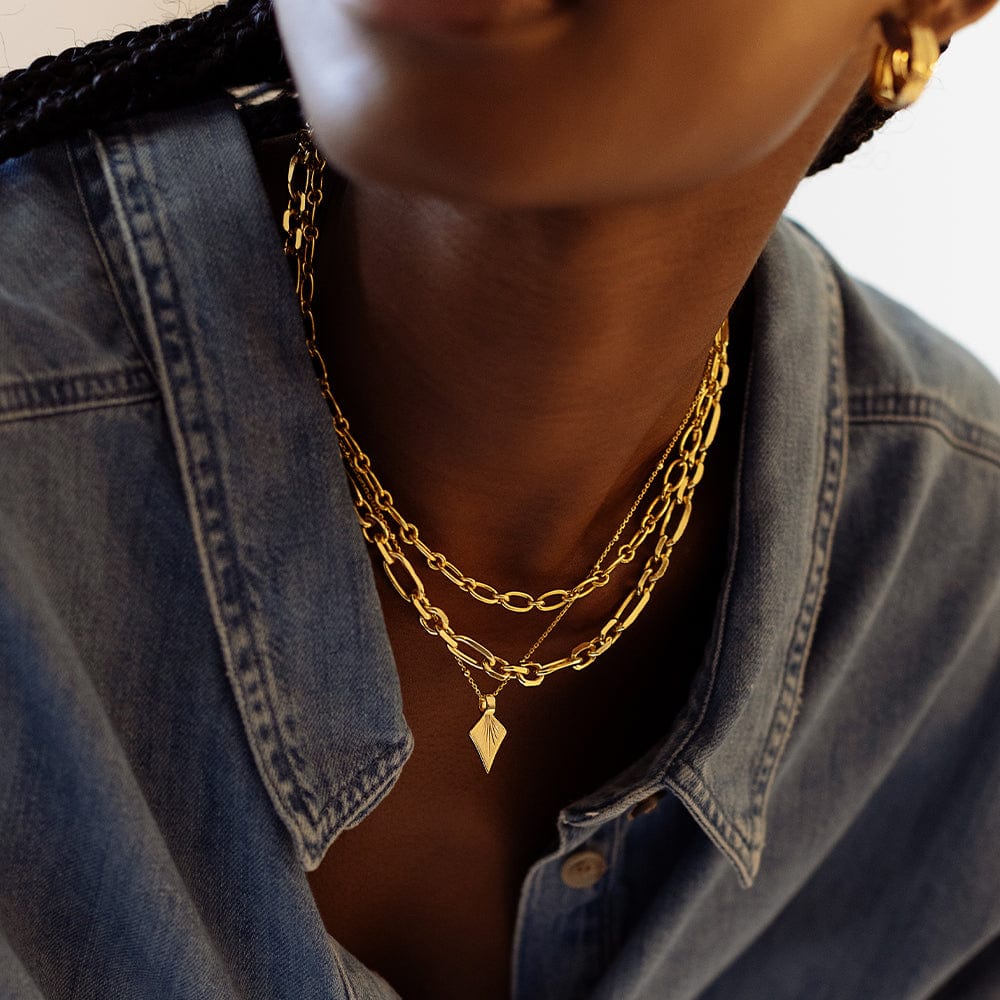 Palm Leaf Bobble Chain Necklace 18ct Gold Plate