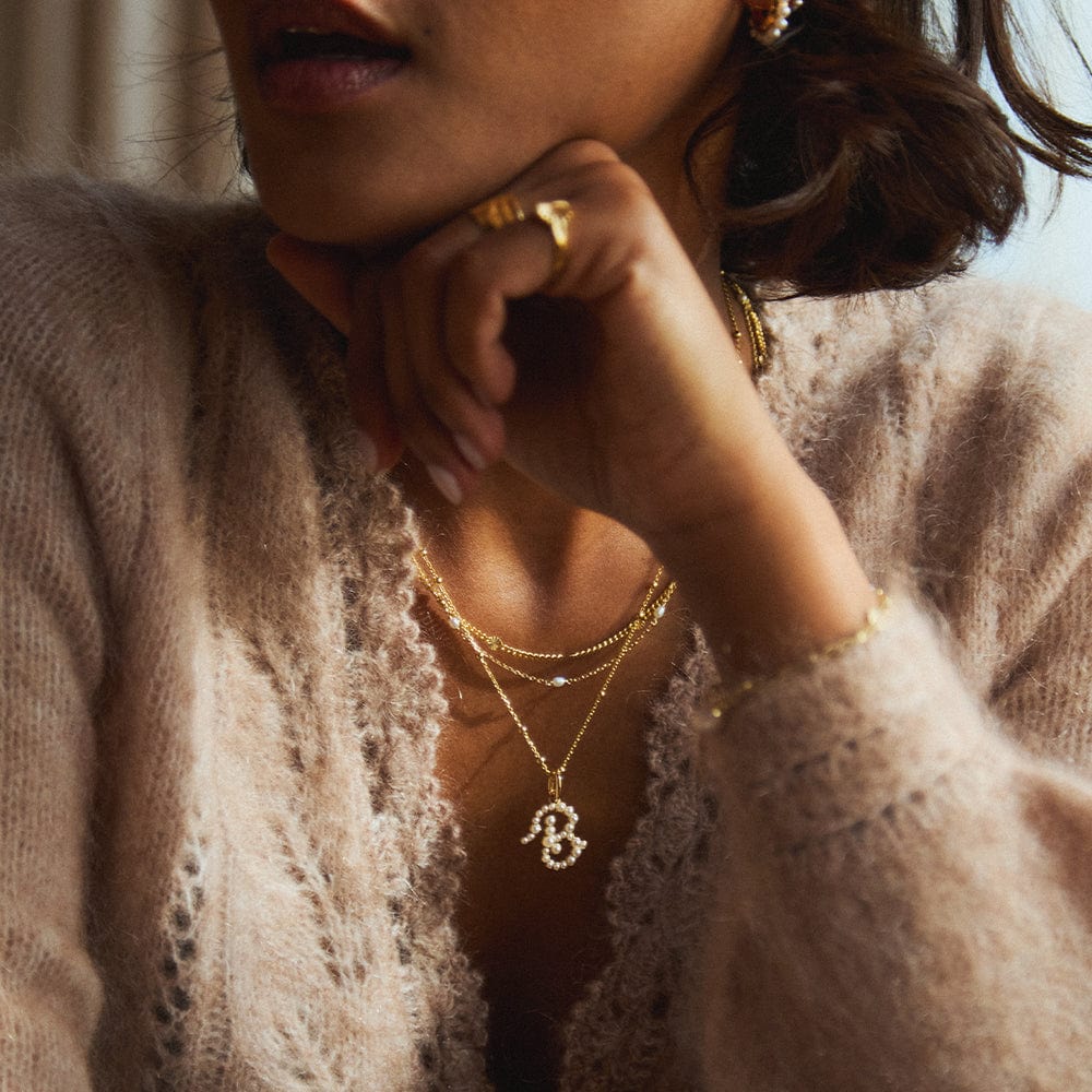 Pearl Initial Charm Necklace 18ct Gold Plate
