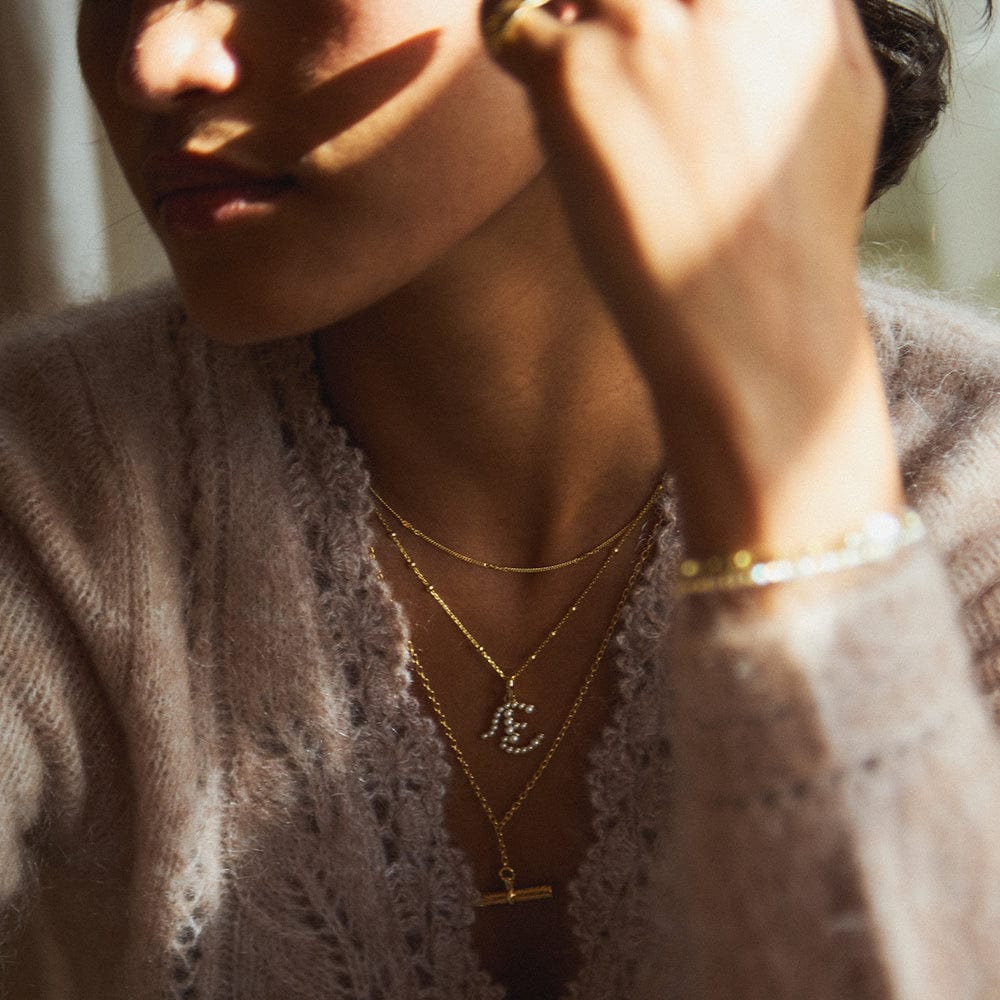 Pearl Initial Charm Pendant 18ct Gold Plate