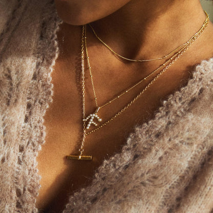 Pearl Initial Charm Necklace 18ct Gold Plate