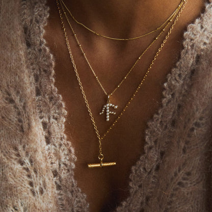 Pearl Initial Charm Pendant 18ct Gold Plate