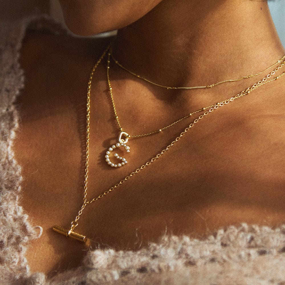 Pearl Initial Charm Pendant 18ct Gold Plate