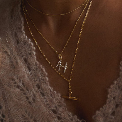 Pearl Initial Charm Necklace 18ct Gold Plate